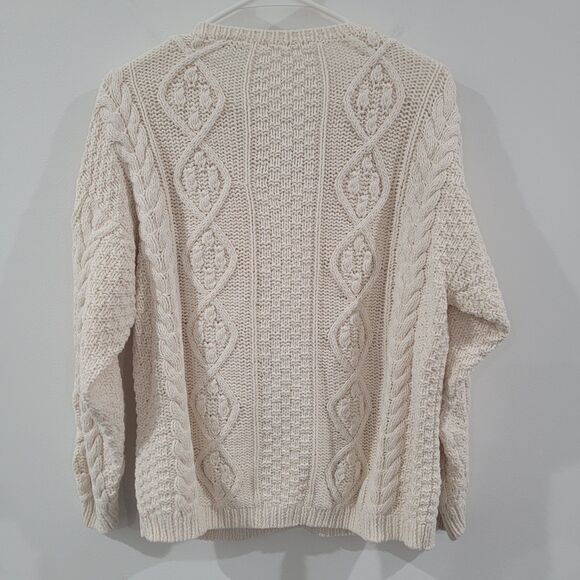 Womens Fisherman Cardigan Size Small Ivory Cable Knit Chunky Knit Granola - Picture 3 of 7